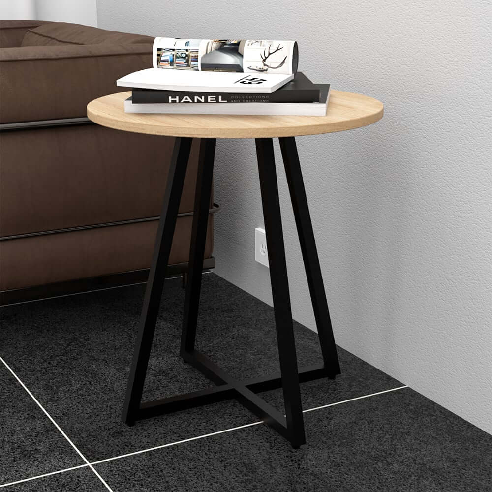 โต๊ะข้างไม้ยางพารา สไตล์ลอฟท์ Monster Steel รุ่น TSN011 ขนาด 50*50*55 cm.
